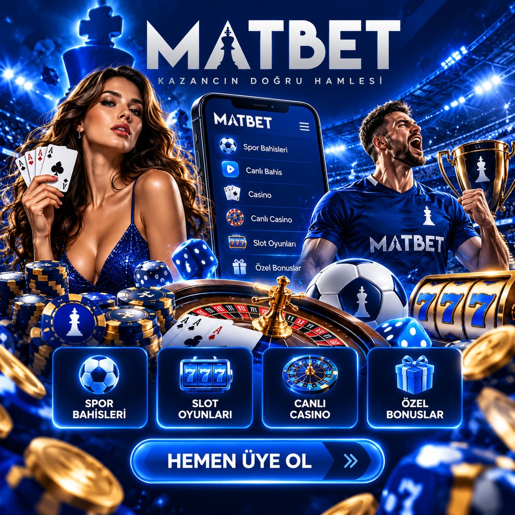 Matbet kapak görseli: stadyum, satranç taşı ve üyelik ekranı